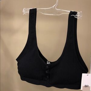 bp Black Ribbed Button-Front Bralette